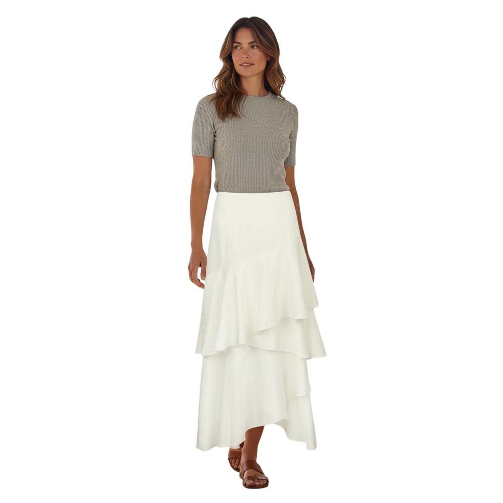 Vintage Collection Ivory Ruffle Maxi Layered Skirt Western Tulle Size S